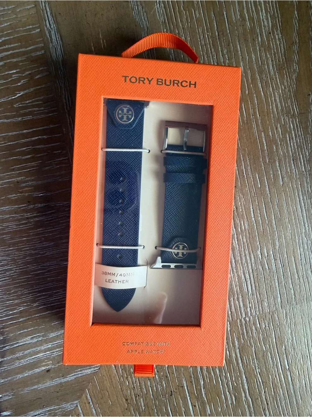 Tory Burch Navy Leather Apple Watch Band